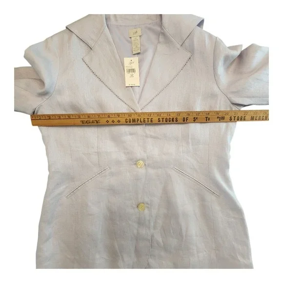 J. JILL 100% Linen Pastel Lilac Light Lined Blazer Coat Jacket‎ Top Size SZ 14 P - Picture 5 of 8